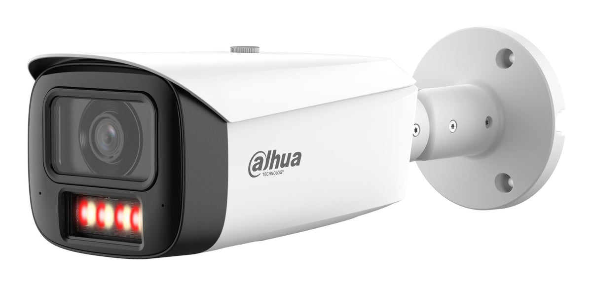 DAHUA 6 MP Cylindrical IP Security Camera with 3.6 mm Lens, WizColor, 80 m Night Vision, Active Deterrence, Two-Way Audio, PoE+, IP67 and IK10, White