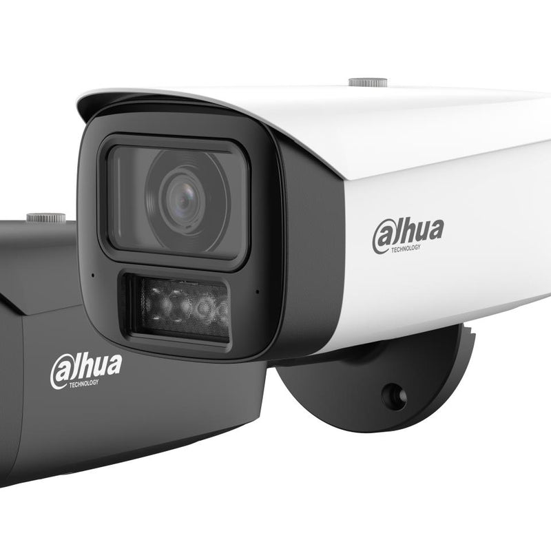 DAHUA 6 MP cilindriskā IP videonovērošanas kamera ar 3,6 mm objektīvu, WizColor, 80 m nakts redzamību, aktīvo atturēšanu, divvirzienu audio, PoE+, IP67 un IK10, balta