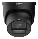 DAHUA 4 MP torņveida IP videonovērošanas kamera ar 2,8 mm objektīvu, WizColor, 60 m nakts redzamību, aktīvo atturēšanu, divvirzienu audio, AcuPick, PoE+, ePoE, IP67 un IK10, melna