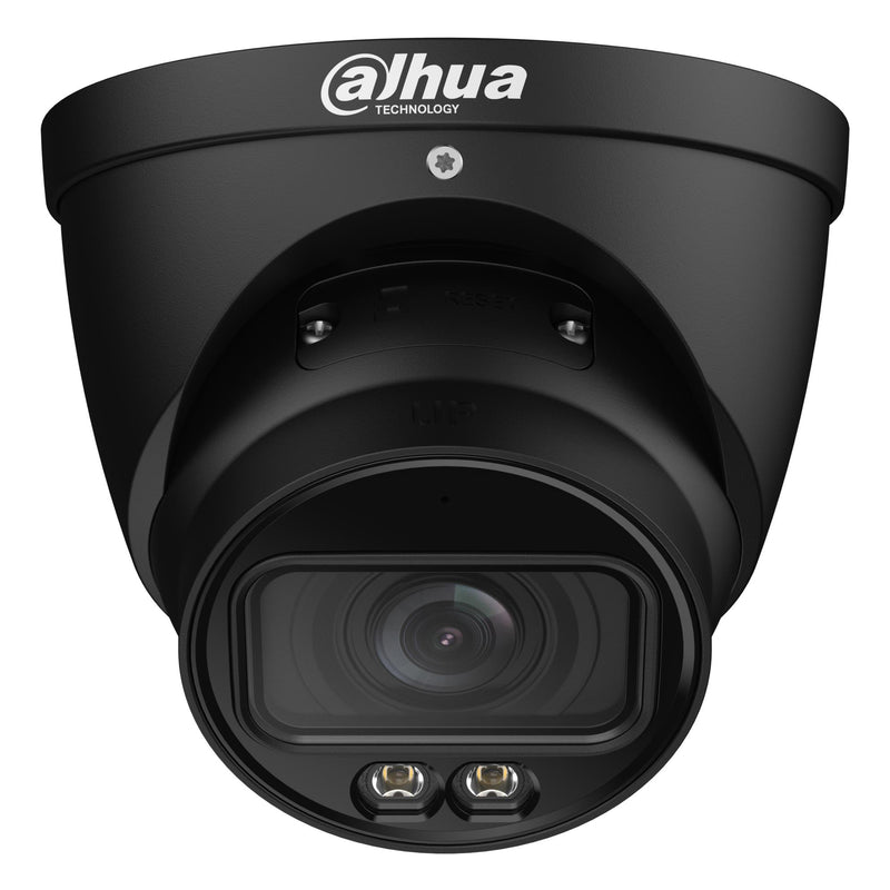 DAHUA 4 MP torņveida IP videonovērošanas kamera ar motorizētu 2,7–12 mm objektīvu, viedo dubulto apgaismojumu līdz 50 m, AcuPick, cilvēku skaitīšanu, mikrofonu, PoE+, ePoE un IP67, melna