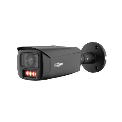 DAHUA 6 MP Cylindrical IP Security Camera with 3.6 mm Lens, WizColor, 80 m Night Vision, Active Deterrence, Two-Way Audio, PoE+, ePoE, IP67 and IK10, Black