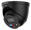 DAHUA 8 MP WizSense kupolveida IP kamera ar 3,6 mm objektīvu, viedo divu veidu apgaismojumu līdz 30 m, aktīvo atturēšanu, divvirzienu audio, PoE, IP67, melna