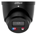 DAHUA 8 MP WizSense kupolveida IP kamera ar 3,6 mm objektīvu, viedo divu veidu apgaismojumu līdz 30 m, aktīvo atturēšanu, divvirzienu audio, PoE, IP67, melna