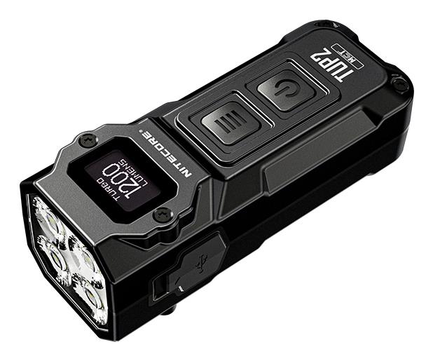 NITECORE TUP2 piekariņa LED lukturis, 1200 lm, OLED displejs, USB-C uzlāde, 1300 mAh akumulators