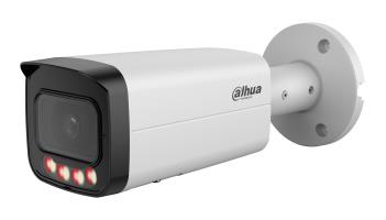 DAHUA 5 MP cilindriskā IP videonovērošanas kamera ar 2,8 mm objektīvu, 80 m IR un 60 m baltās gaismas apgaismojumu, AcuPick, mikrofonu, PoE+, ePoE, IP67 un IK10, balta
