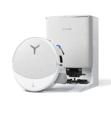 ECOVACS DEEBOT T90 OMNI robotizētais putekļsūcējs ar mazgāšanu, 30000Pa, OZMO ROLLER 3.0, automātiskās iztukšošanas un pašattīrīšanās stacija, Wi-Fi, balts