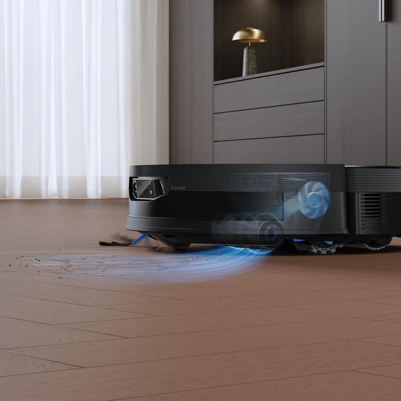 ECOVACS DEEBOT X12 OmniCyclone robotizētais putekļsūcējs ar mazgāšanu, 22000Pa, FocusJet, OZMO ROLLER 3.0, OmniCyclone pašattīrīšanās stacija, 4000mAh, līdz 497min, melns