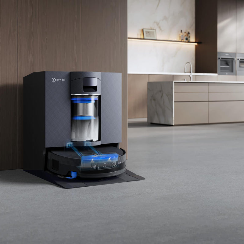 ECOVACS DEEBOT X12 OmniCyclone robotizētais putekļsūcējs ar mazgāšanu, 22000Pa, FocusJet, OZMO ROLLER 3.0, OmniCyclone pašattīrīšanās stacija, 4000mAh, līdz 497min, melns