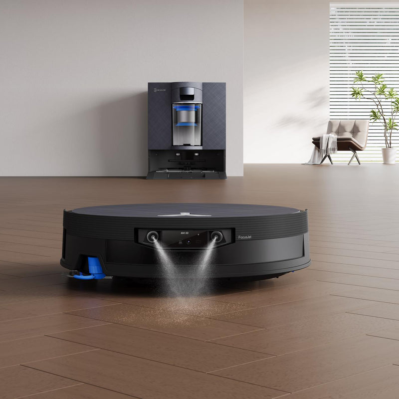 ECOVACS DEEBOT X12 OmniCyclone robotizētais putekļsūcējs ar mazgāšanu, 22000Pa, FocusJet, OZMO ROLLER 3.0, OmniCyclone pašattīrīšanās stacija, 4000mAh, līdz 497min, melns