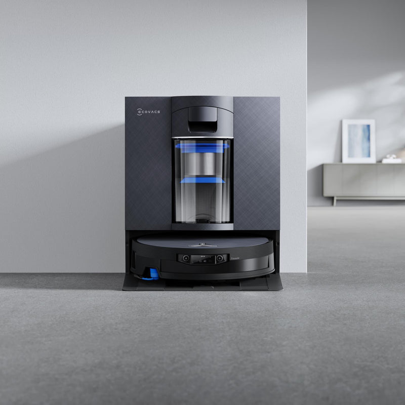 ECOVACS DEEBOT X12 OmniCyclone robotizētais putekļsūcējs ar mazgāšanu, 22000Pa, FocusJet, OZMO ROLLER 3.0, OmniCyclone pašattīrīšanās stacija, 4000mAh, līdz 497min, melns