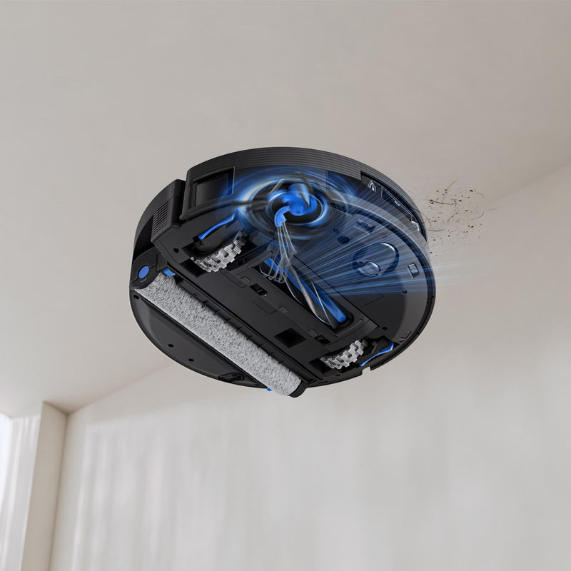 ECOVACS DEEBOT X12 OmniCyclone robotizētais putekļsūcējs ar mazgāšanu, 22000Pa, FocusJet, OZMO ROLLER 3.0, OmniCyclone pašattīrīšanās stacija, 4000mAh, līdz 497min, melns