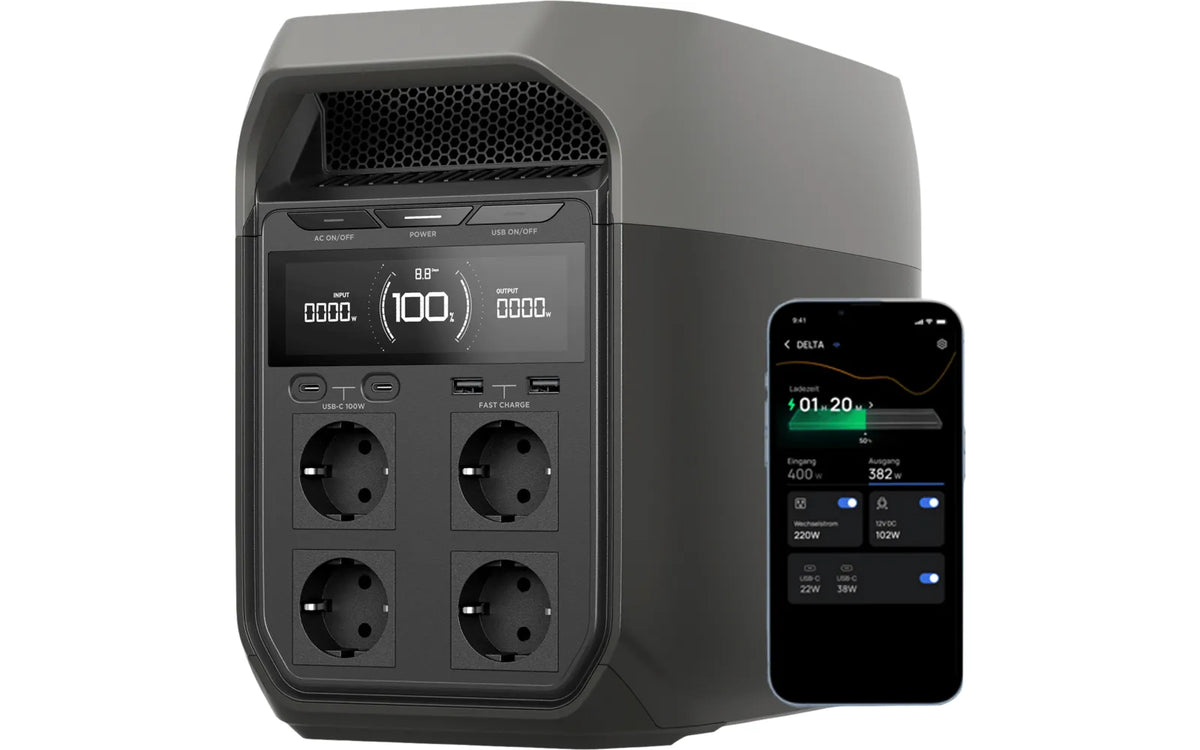 EcoFlow DELTA 3 1024 Wh / 1800 W uzlādes stacija – LiFePO₄, UPS, Wi-Fi