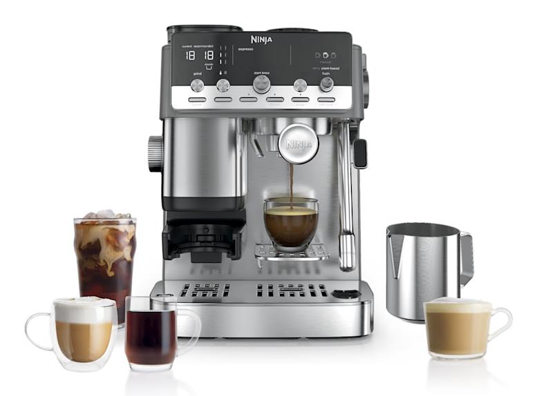 Ninja Luxe Café MINI Plus ES352EU pusautomātiskais espresso un filtra kafijas automāts ar integrētu dzirnaviņu un automātisku piena putošanu
