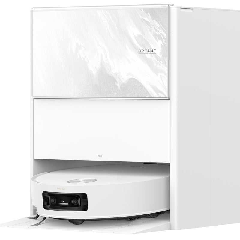 Dreame Aqua10 Ultra Track Complete robotizētais putekļsūcējs, 25 000 Pa, sausā un mitrā uzkopšana, TrackSync, LiDAR, AI šķēršļu noteikšana, automātiskā dokstacija, 6400 mAh, balts