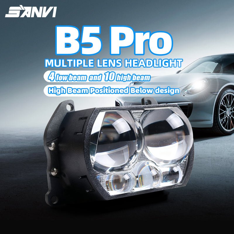 SANVI Bi - LED + Lāzera Projektora Lēcas Auto Lukturiem (Komplekts 2 gab.) – 6000K Augstas Jaudas Retrofit Modulis - ZEMLETES.LV