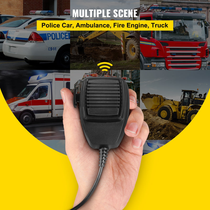 VEVOR 200 W avārijas brīdinājuma sirēnas komplekts ar 8 signāliem, PA skaļruni un mikrofonu – piemērots policijas, ātrās palīdzības, ugunsdzēsēju un speciālajiem dienestu transportlīdzekļiem