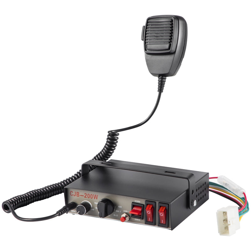 VEVOR 200 W avārijas brīdinājuma sirēnas komplekts ar 8 signāliem, PA skaļruni un mikrofonu – piemērots policijas, ātrās palīdzības, ugunsdzēsēju un speciālajiem dienestu transportlīdzekļiem