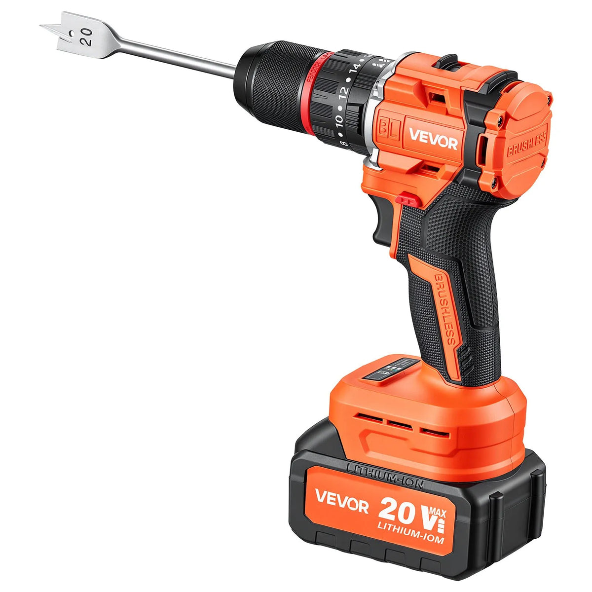 VEVOR Hammer Drill 20 V, 13 mm, 30 000 impacts/min, 4 Ah