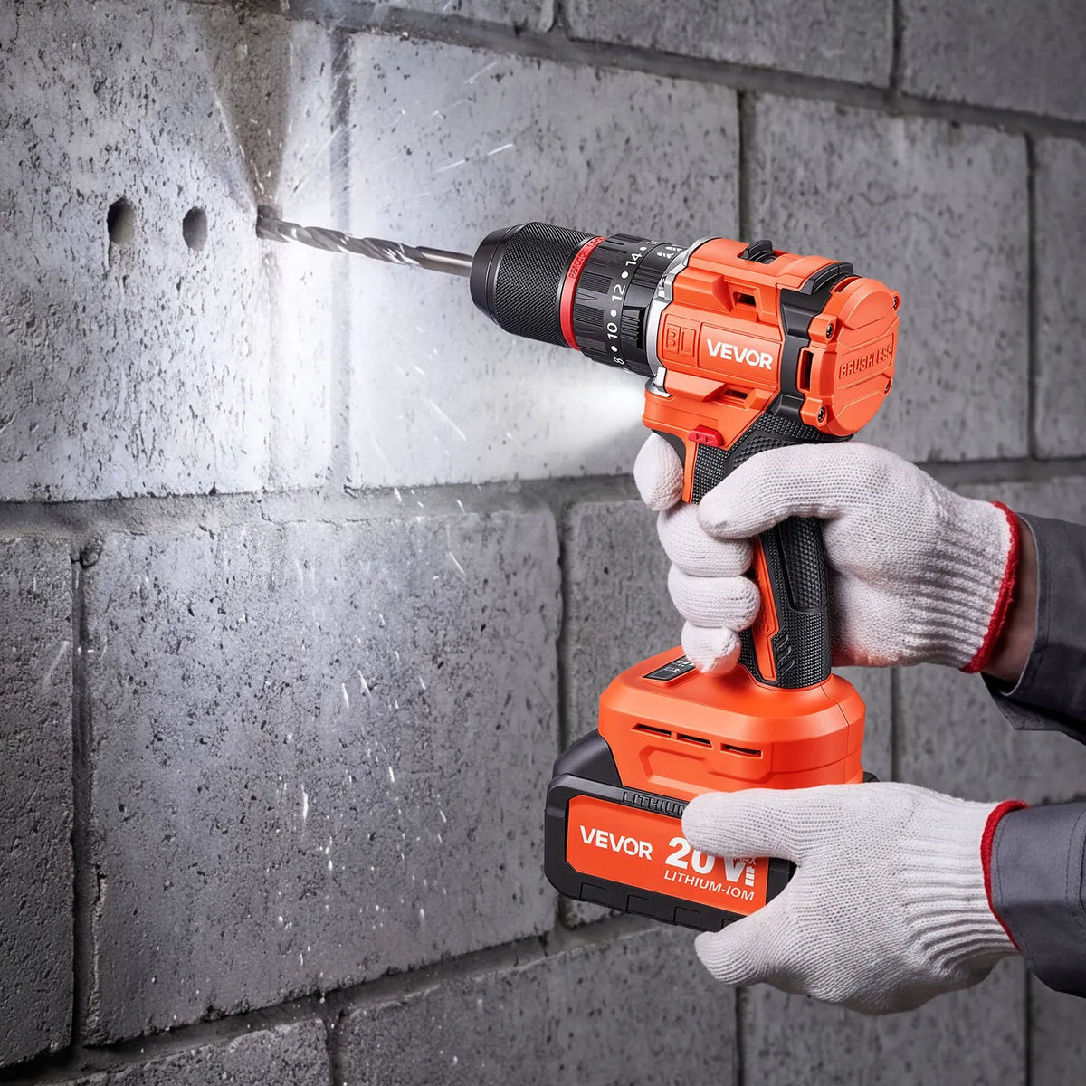 VEVOR Hammer Drill 20 V, 13 mm, 30 000 impacts/min, 4 Ah