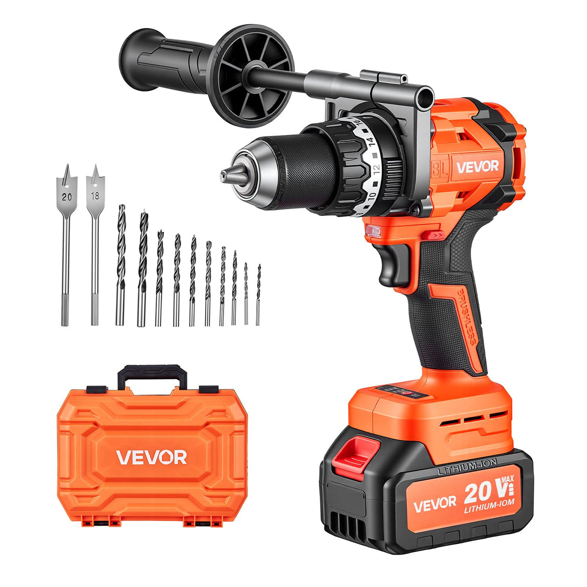 VEVOR triecienurbjmašīna 20 V, 13 mm, 24 000 triec./min, 4 Ah