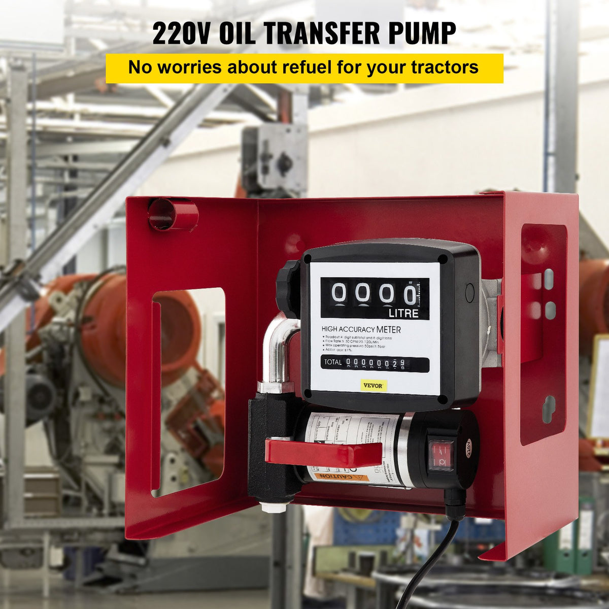 VEVOR Diesel Fuel Transfer Pump, 220 V, 40 l/min, Self-Priming Electric Pump for Oil and Diesel