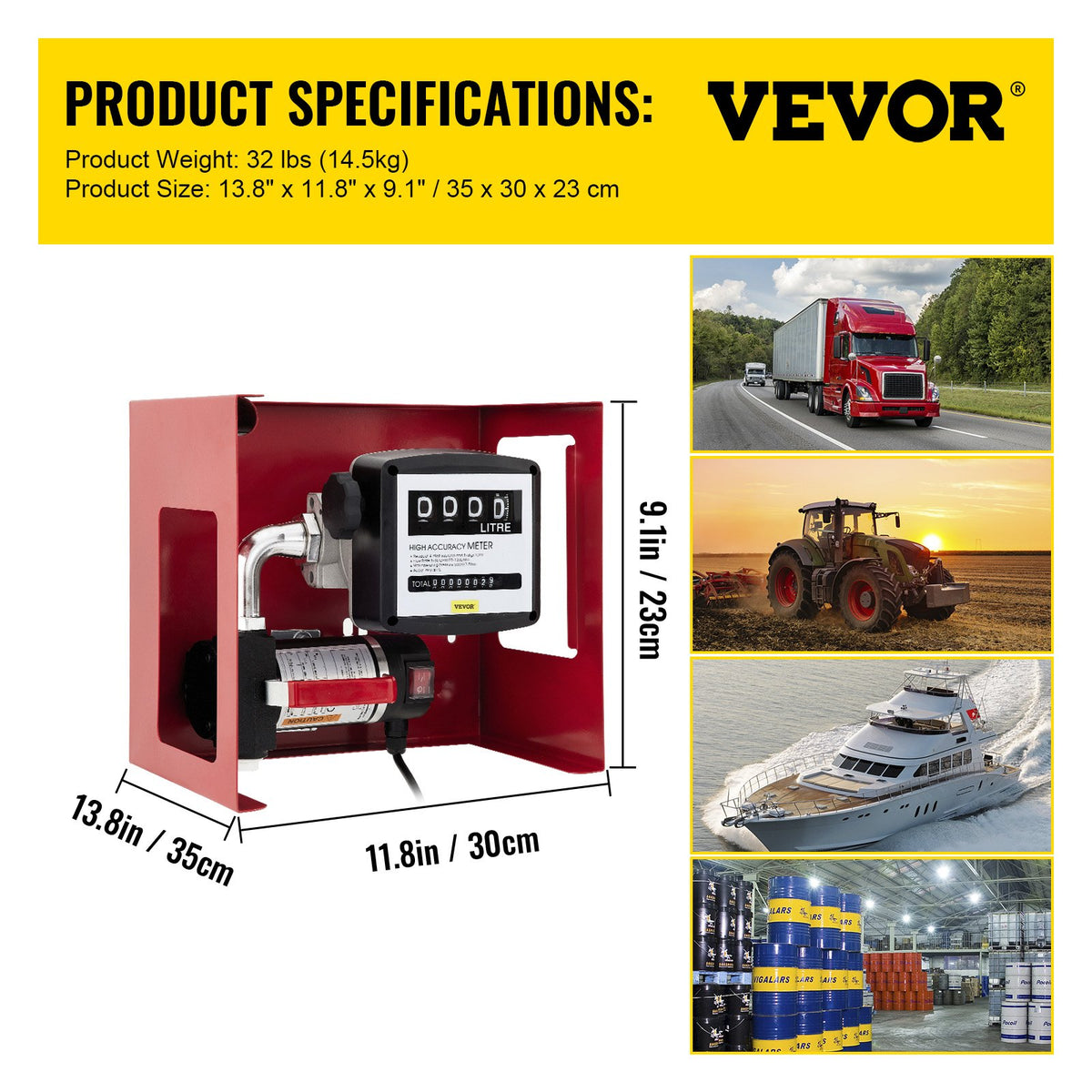 VEVOR Diesel Fuel Transfer Pump, 220 V, 40 l/min, Self-Priming Electric Pump for Oil and Diesel