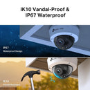 TP-Link VIGI 5MP Full-Color dome IP kamera, 2,8mm, IR/LED 30m, AI cilvēku un auto noteikšana, WDR, mikrofons, microSD, PoE, IP67, IK10
