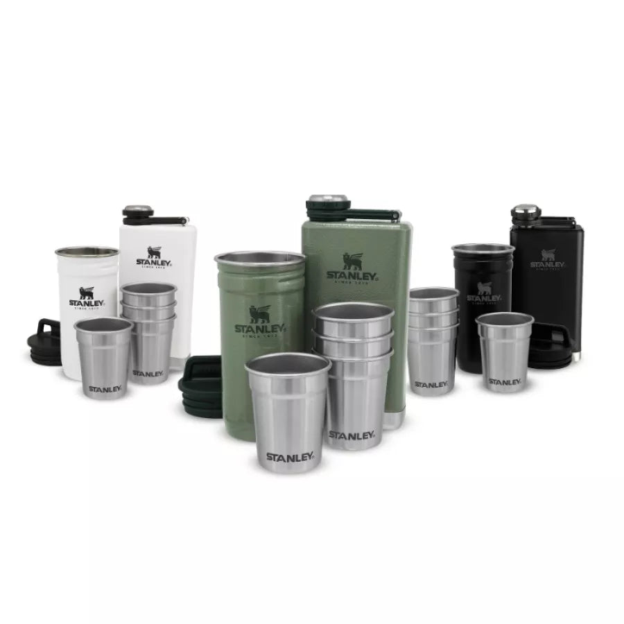 Stanley dāvanu komplekts The Pre-Party Shot Glass + Flask Set, degvīna glāzītes 4gb 50mL un blašķe 0,23L zaļš
