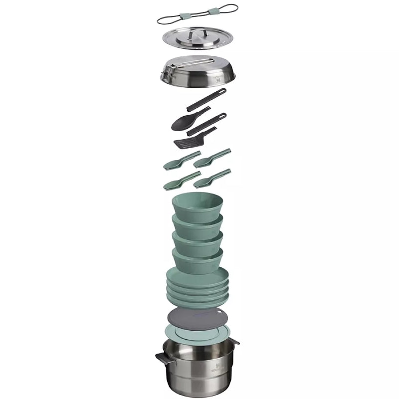 Ēdienu gatavošanas komplekts kempingā Wildfare Core Full Serve Cookset 3,78L zilganpelēks/tumši pelēks