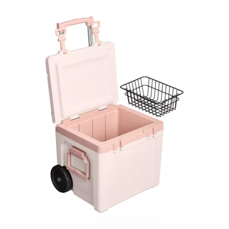Aukstuma kaste ar riteņiem The Easy-Carry Outdoor Wheeled Cooler 47,3L gaiši rozā