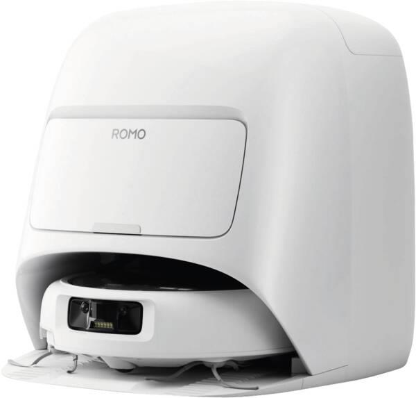 DJI ROMO A CP.CR.00000054, balts robotizēts putekļsūcējs ar mitro un sauso uzkopšanu, 25 000 Pa, 5000 mAh, HEPA, Wi-Fi, automātisku mopu mazgāšanu un 4 l ūdens tvertni