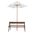 VEVOR bērnu piknika galds ar saulessargu,  āra koka galds ar soliņiem un 2 tvertnēm, 4-vietīgs terases ēdamkomplekts dārzam, pagalmam un verandai (valrieksta krāsā)