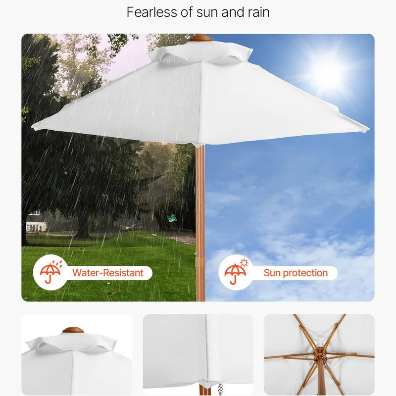 VEVOR bērnu piknika galds ar saulessargu,  āra koka galds ar soliņiem un 2 tvertnēm, 4-vietīgs terases ēdamkomplekts dārzam, pagalmam un verandai (valrieksta krāsā)