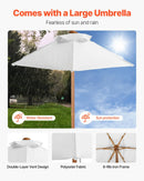 VEVOR bērnu piknika galds ar saulessargu,  āra koka galds ar soliņiem un 2 tvertnēm, 4-vietīgs terases ēdamkomplekts dārzam, pagalmam un verandai (valrieksta krāsā)