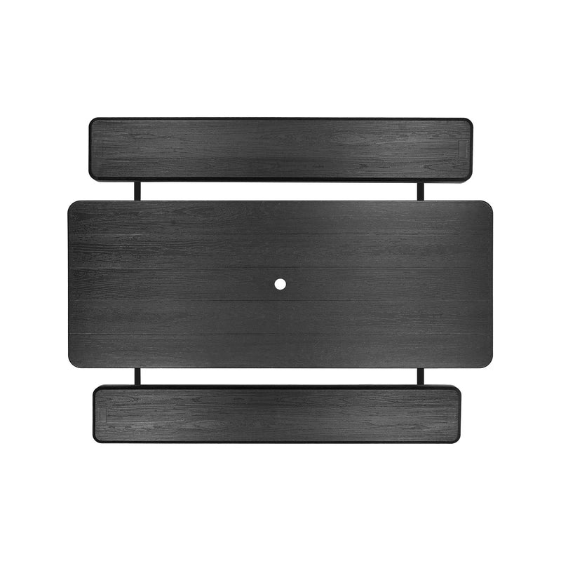 VEVOR saliekamais piknika galds, 6 pēdu tērauda āra galds ar soliņiem un saulessarga caurumu, liela izmēra dārza, terases un baseina ēdamgalds, melns