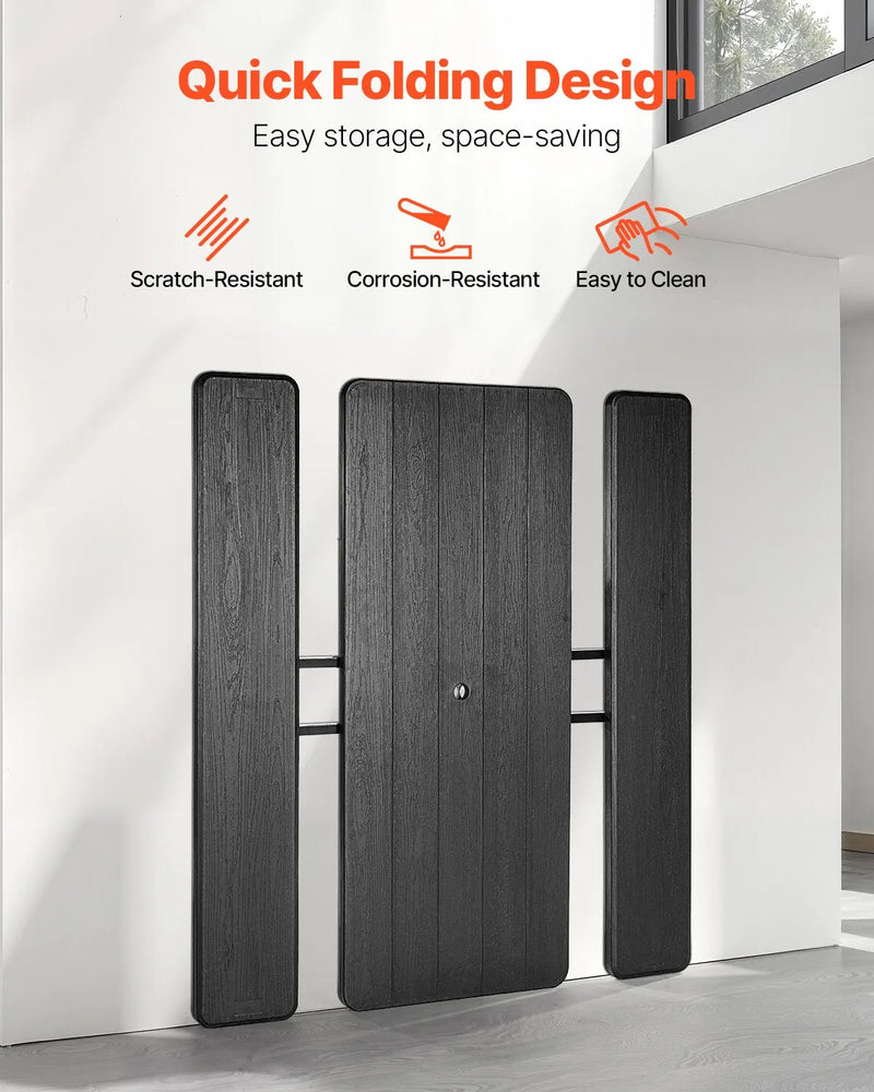 VEVOR saliekamais piknika galds, 6 pēdu tērauda āra galds ar soliņiem un saulessarga caurumu, liela izmēra dārza, terases un baseina ēdamgalds, melns