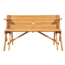 VEVOR 2 vienā saliekamais koka āra galds ar soliem, pārveidojams piknika galda komplekts ar saulessarga atveri, dārza un terases mēbele, brūns