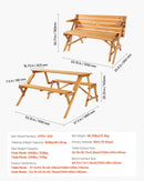 VEVOR 2 vienā saliekamais koka āra galds ar soliem, pārveidojams piknika galda komplekts ar saulessarga atveri, dārza un terases mēbele, brūns