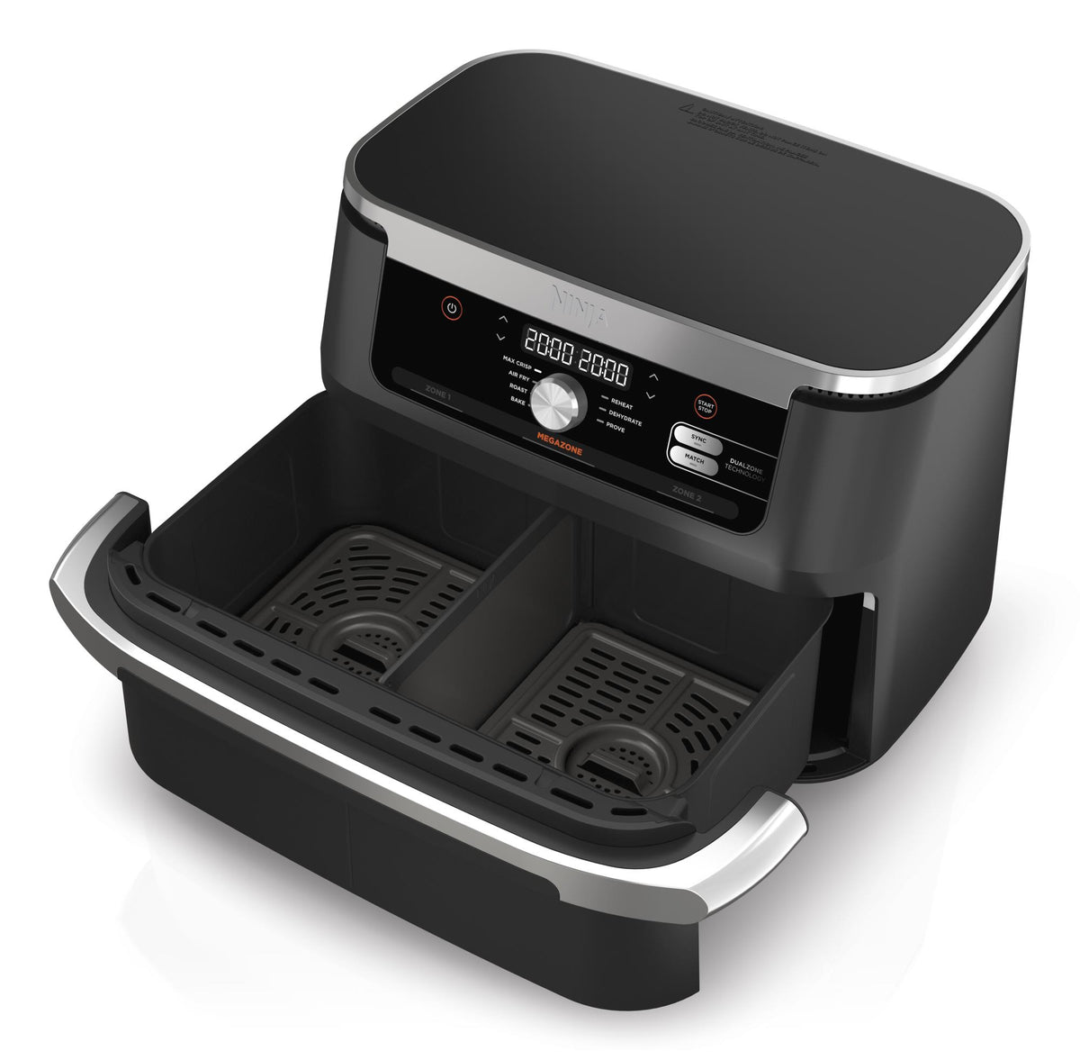 Ninja Foodi FlexDrawer AF500EU, 2470 W, 10.4 l hot air fryer with MegaZone, 2 independent 5.2 l zones, 7 cooking programmes, SYNC and MATCH functions