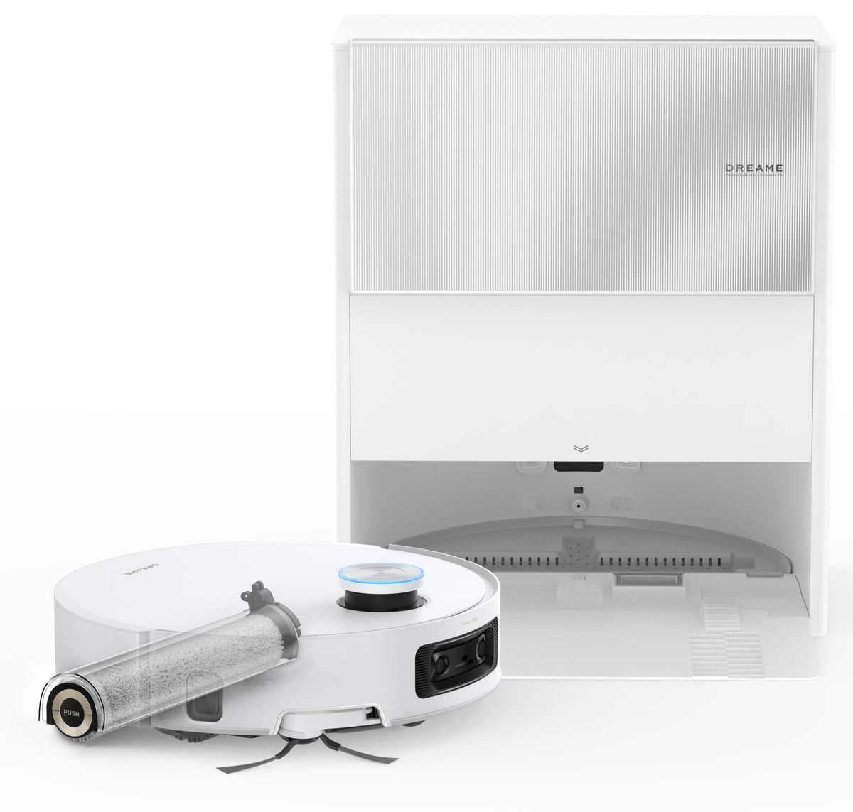 Dreame Aqua10 Ultra Roller robotpuhasti kuiva ja märgpuhastusega, 30 000 Pa, AquaRoll™ rull, mopi pesemine 100 °C juures, LiDAR-navigatsioon, automaatne laadimisjaam, 6400 mAh, valge