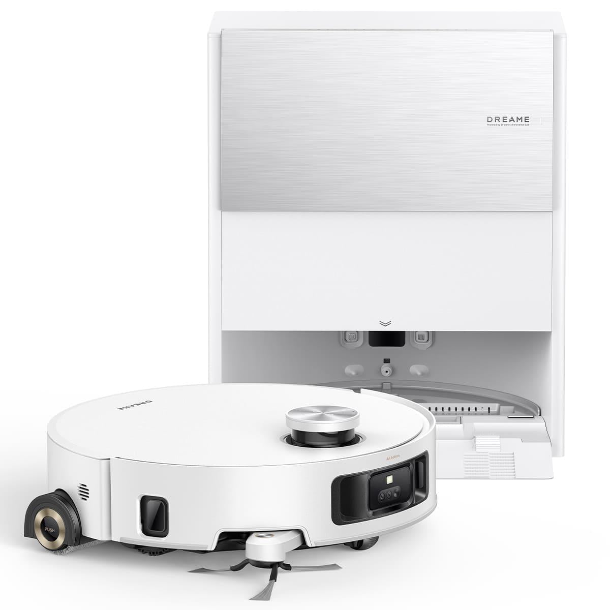 Dreame Aqua10 Roller robotizētais putekļsūcējs, 30 000 Pa, AquaRoll™ mitrā uzkopšana, 100 °C pašattīrīšanās, 6 cm šķēršļu pārvarēšana, 6400 mAh, LiDAR, balts