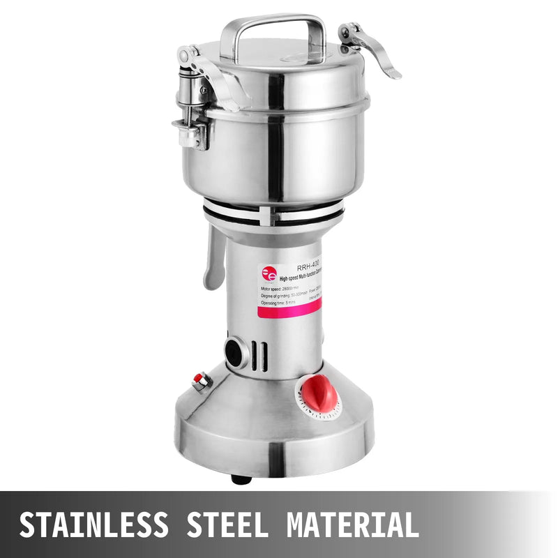 VEVOR elektriskās graudu dzirnaviņas, 0,3 kg graudu malšanas iekārta, 2000 W pulverizators, miltu dzirnaviņu iekārta, elektriskās garšaugu un graudu malšanas dzirnaviņas no pārtikas kvalitātes nerūsējošā tērauda