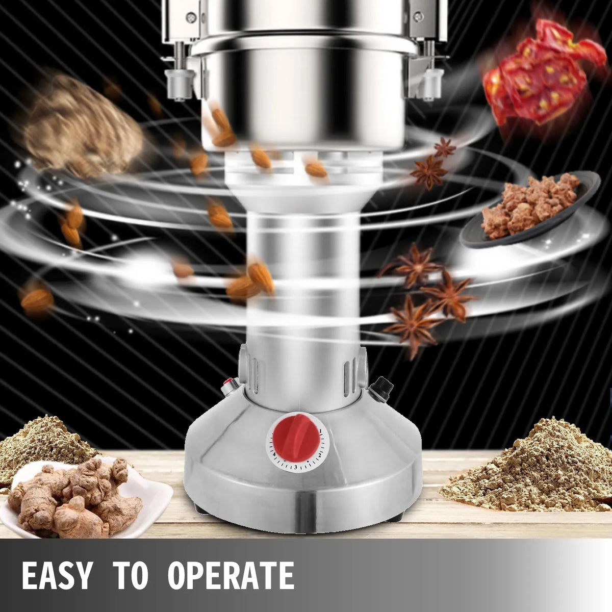 VEVOR Electric Grain Mill 0.3 kg, 2000 W, Food-Grade Stainless Steel