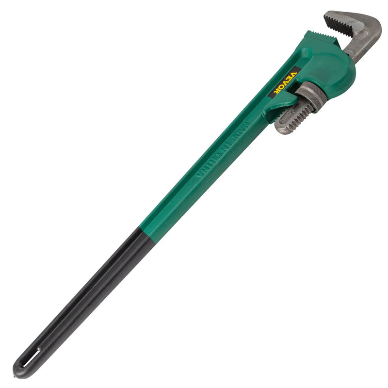 900 mm alumīnija taisnā cauruļu atslēga, regulējama, piemērota 2"–3,5" caurulēm, smagā tipa, 127 mm žokļa atvērums