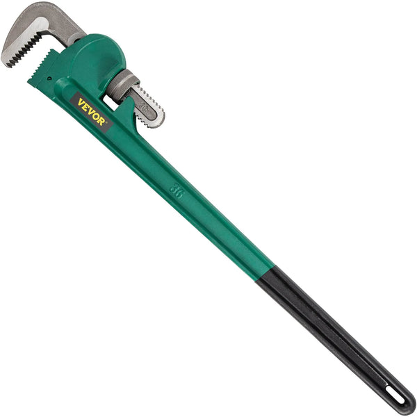 900 mm alumīnija taisnā cauruļu atslēga, regulējama, piemērota 2"–3,5" caurulēm, smagā tipa, 127 mm žokļa atvērums