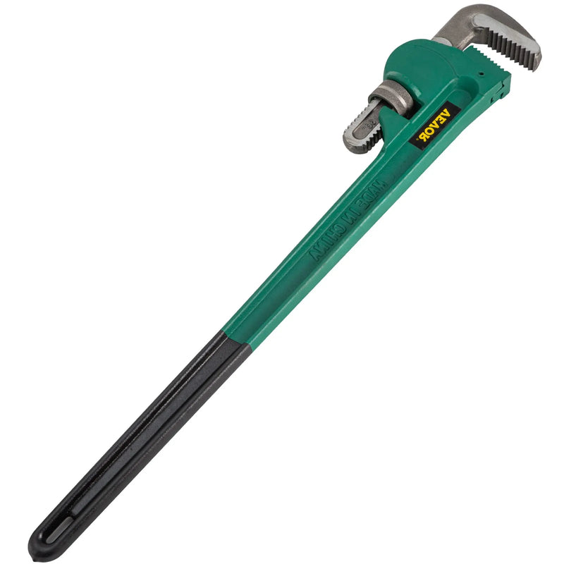 900 mm alumīnija taisnā cauruļu atslēga, regulējama, piemērota 2"–3,5" caurulēm, smagā tipa, 127 mm žokļa atvērums