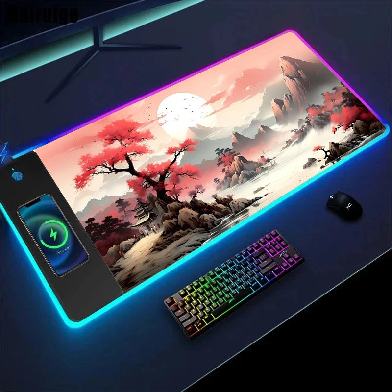 Wireless charging mouse pad for table, XXL size (30 x 80 x 0.3 cm), various options