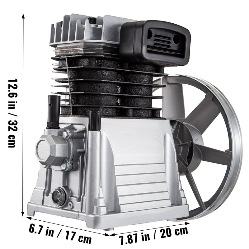 VEVOR Jauns industriālais divcilindru gaisa kompresora sūknis, piemērots 2,2 kW jaudai, ar maksimālo spiedienu 116 PSI (8 bar)