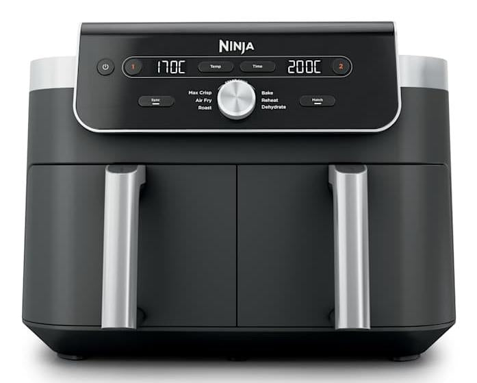 Ninja DualZone XL DZ901EU, 2470 W, 9,5 l karstā gaisa friteris ar 2 neatkarīgām 4,75 l zonām, 6 gatavošanas programmām, Sync funkciju, 40–240 °C un nepiedegošu PFAS nesaturošu pārklājumu