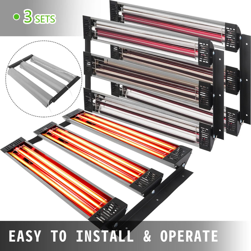 3x laka žāvēšanas infrasarkanie starotāji, sildītāji, infrasarkanās lampas, 3 kW